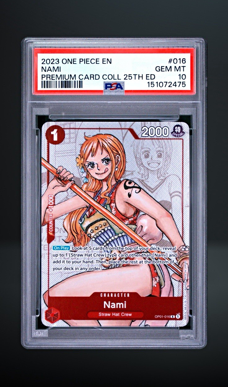 Bandai One Piece 2023 Premium Card Coll 25th Ed Nami OP01-016 PSA 10 EN Bandai One Piece 2023 Premium Card Coll 25th Ed Nami OP01-016 PSA 10 EN