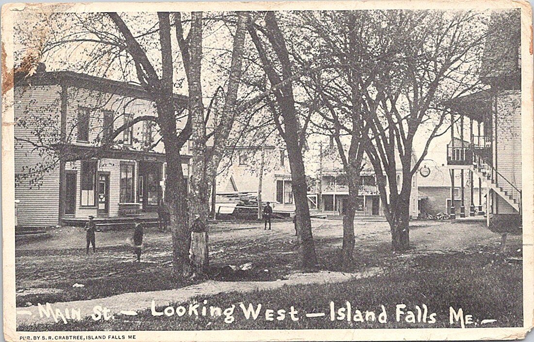 RPPC Island Falls ME Town Scene 1913