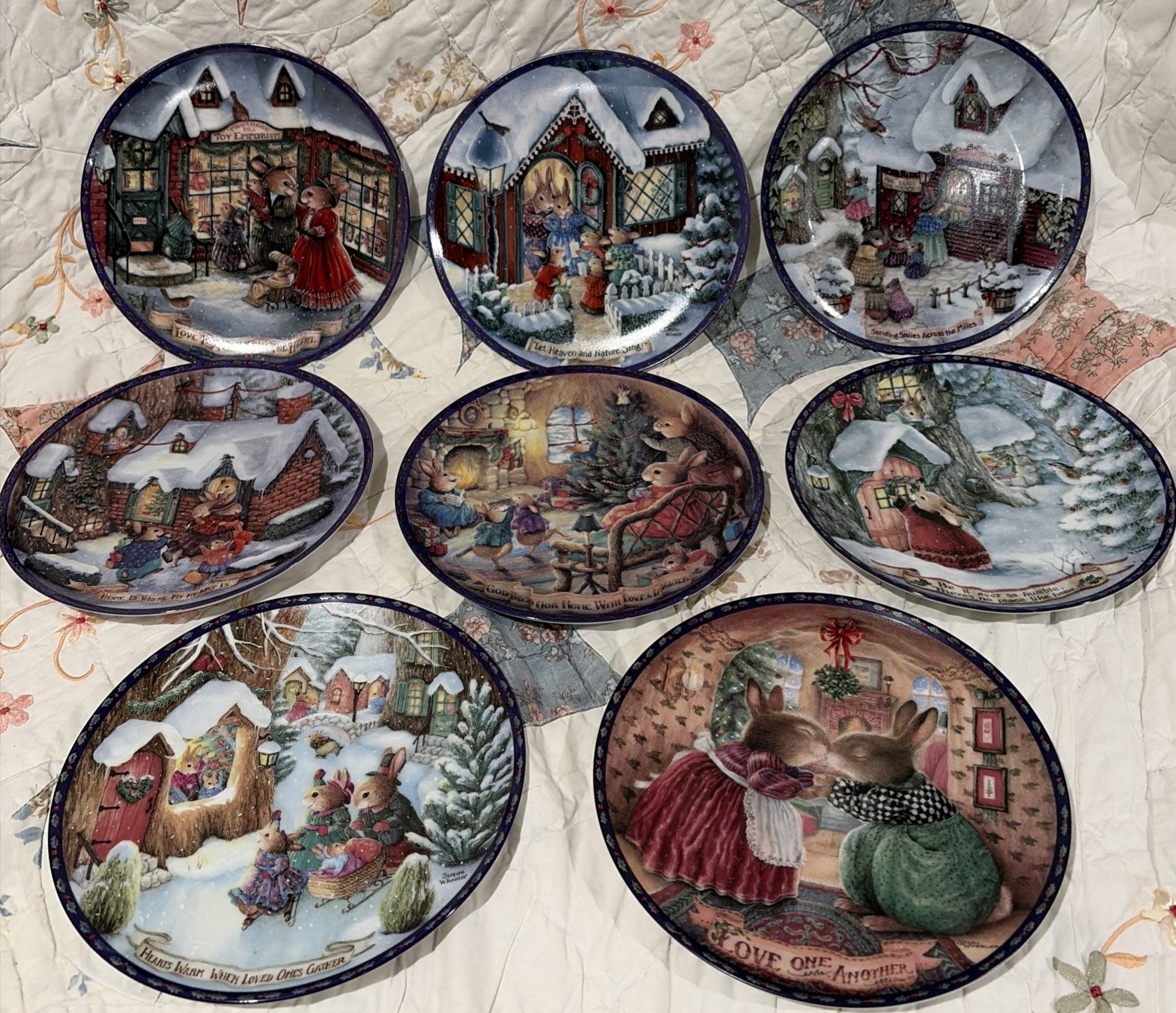 Complete Set 8 Susan Wheeler Christmas Comes to Primrose Hill Collector Plates