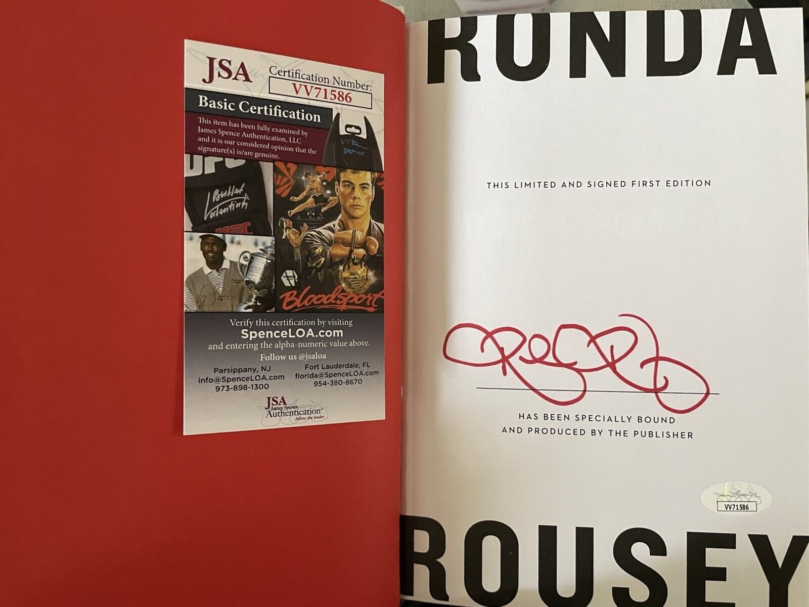 Ronda Rousey autographed signed autograph auto My Fight Your Fight book JSA