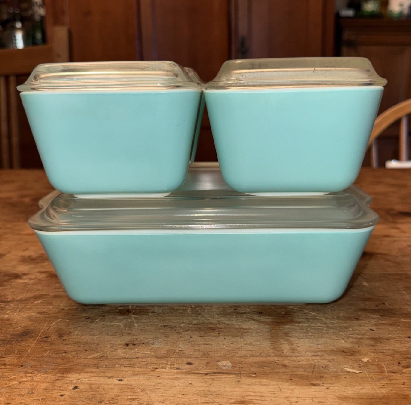 Vintage Pyrex Turquoise (1956-1958) Complete 8 Pc Refrigerator Set with Lids