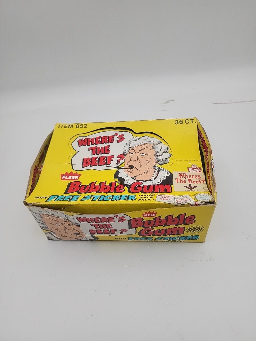 Vintage 1984 Wendy's Where's The Beef? Fleer Bubble Gum 29 gum + box