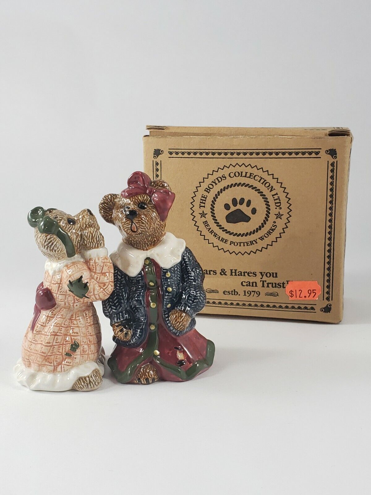 Boyds Bears 1st Edition Luella & Hedda The Secret Salt Pepper In Box #390021