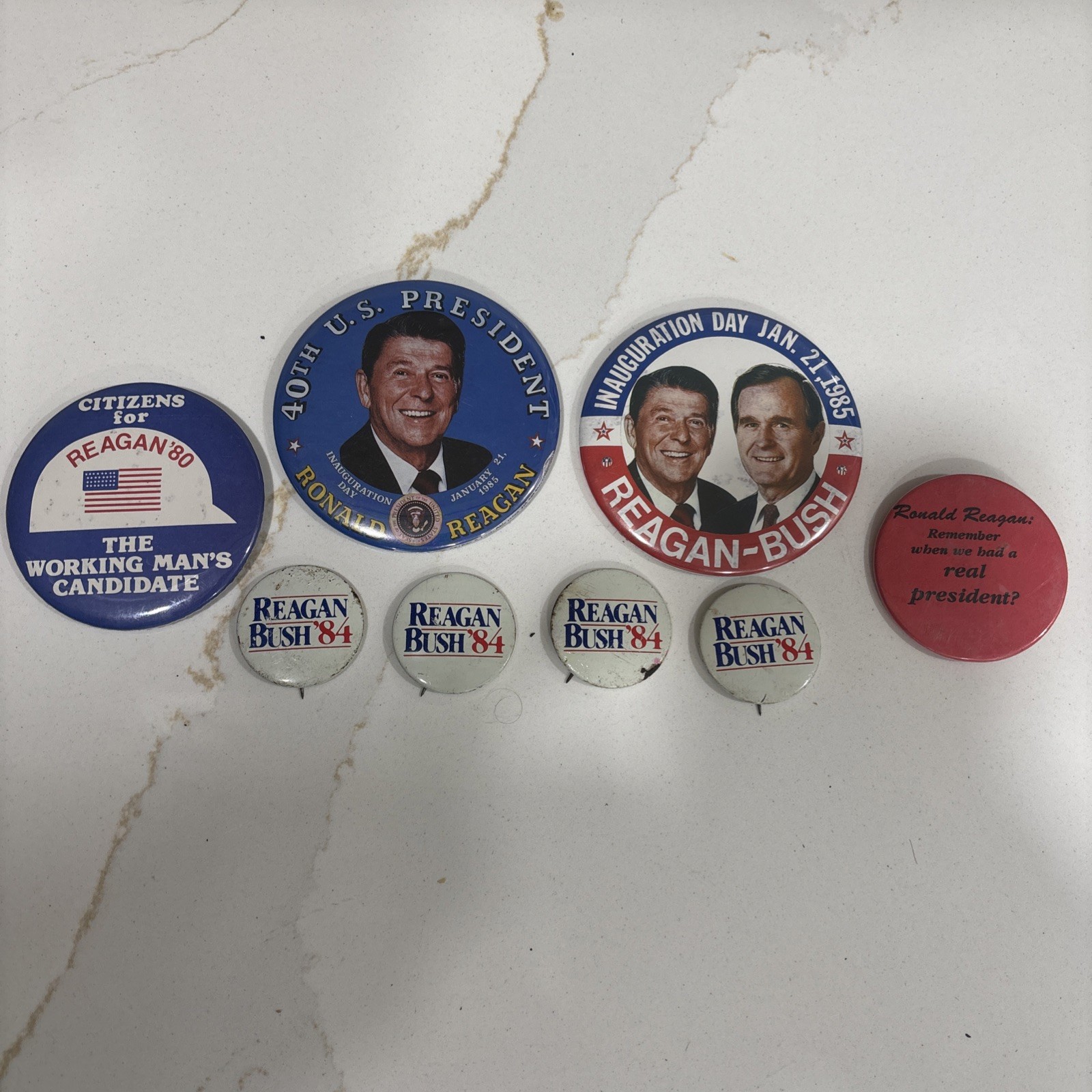 Ronald Reagan Political Pins Lot 8-  1980 1984 1985 And Post President Buttons