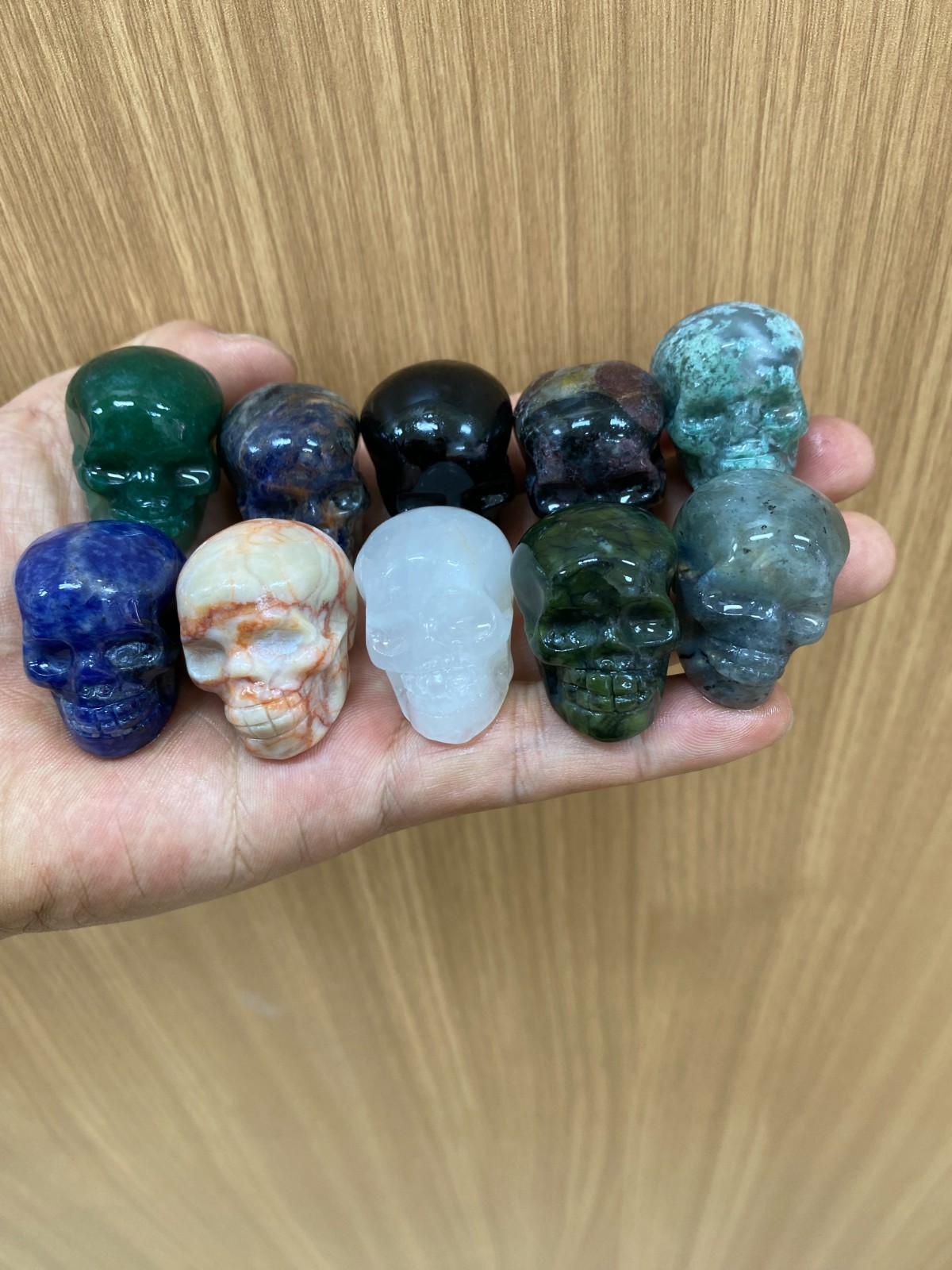 1pc Natural Mixed Quartz hand Carved skull crystal Reiki healing Gift Decor