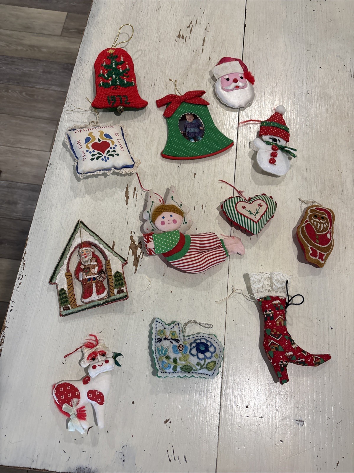 Vintage Handmade Stuffed Plush Felt Ornaments Lot Of 12