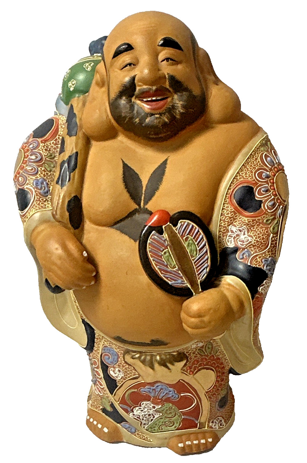 Vintage Japanese porcelain figurine of Hotei the laughing Buddha. 15
