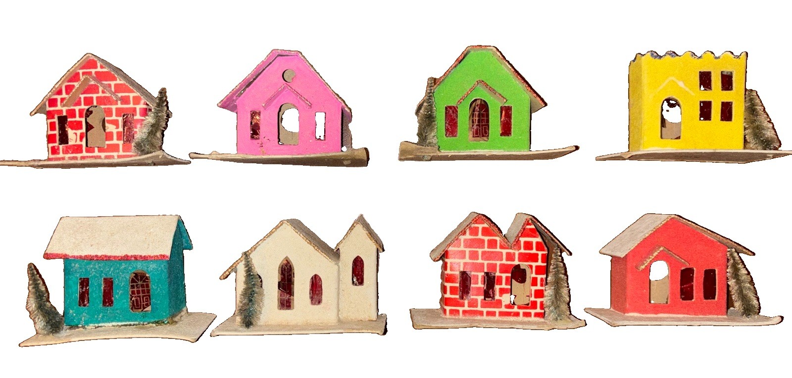 Vintage Christmas Village Paper Cardboard Putz House Japan Multi Style 1930's