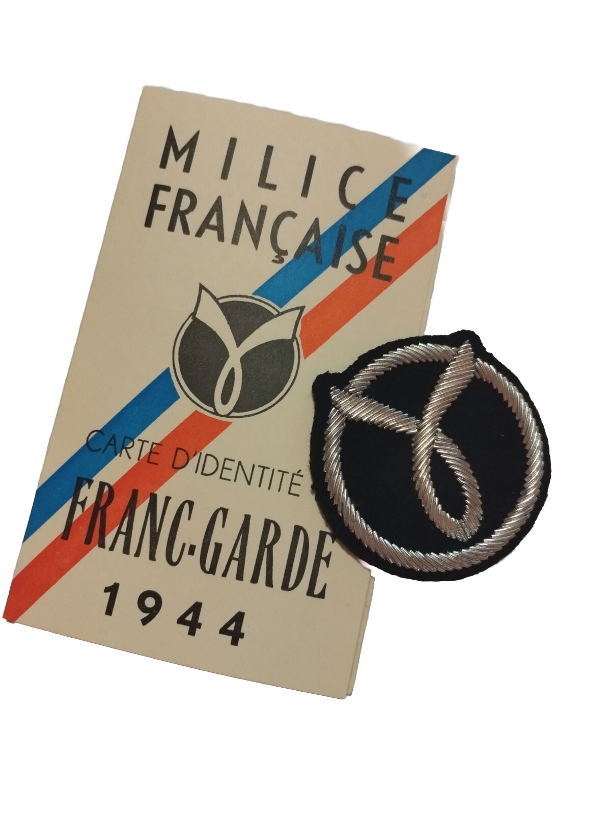 Militia Cinnamon Embroidered Badge + Card of France Guard REPRODUCTION Militia Cinnamon Embroidered Badge + Card of France Guard REPRODUCTION