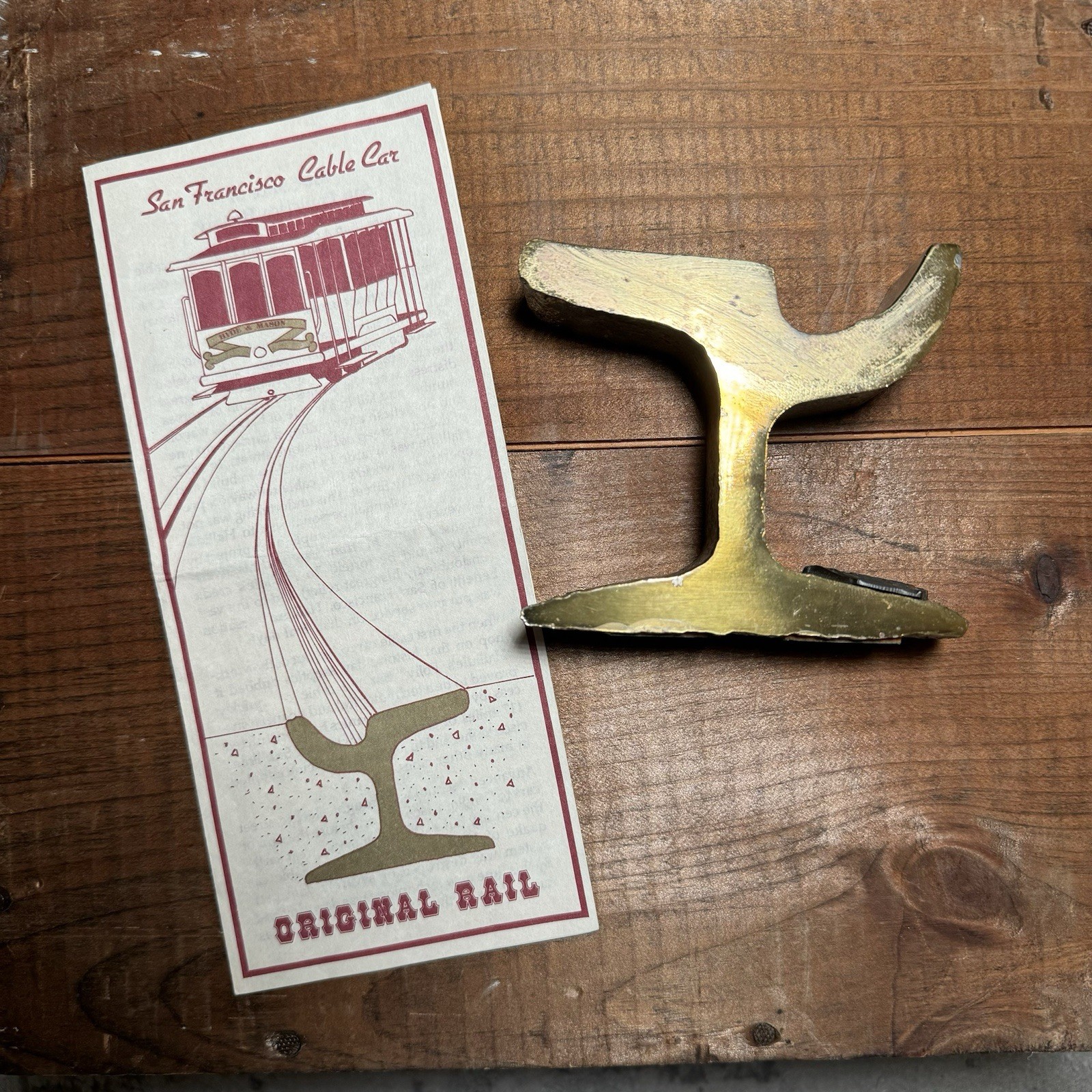 VTG Authentic Piece Original Rail From A San Francisco Cable Car Brass Plated