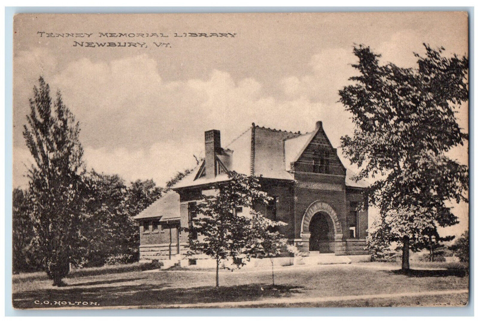 Newbury Vermont VT Postcard Tenney Memorial Library c1910 Antique Unposted