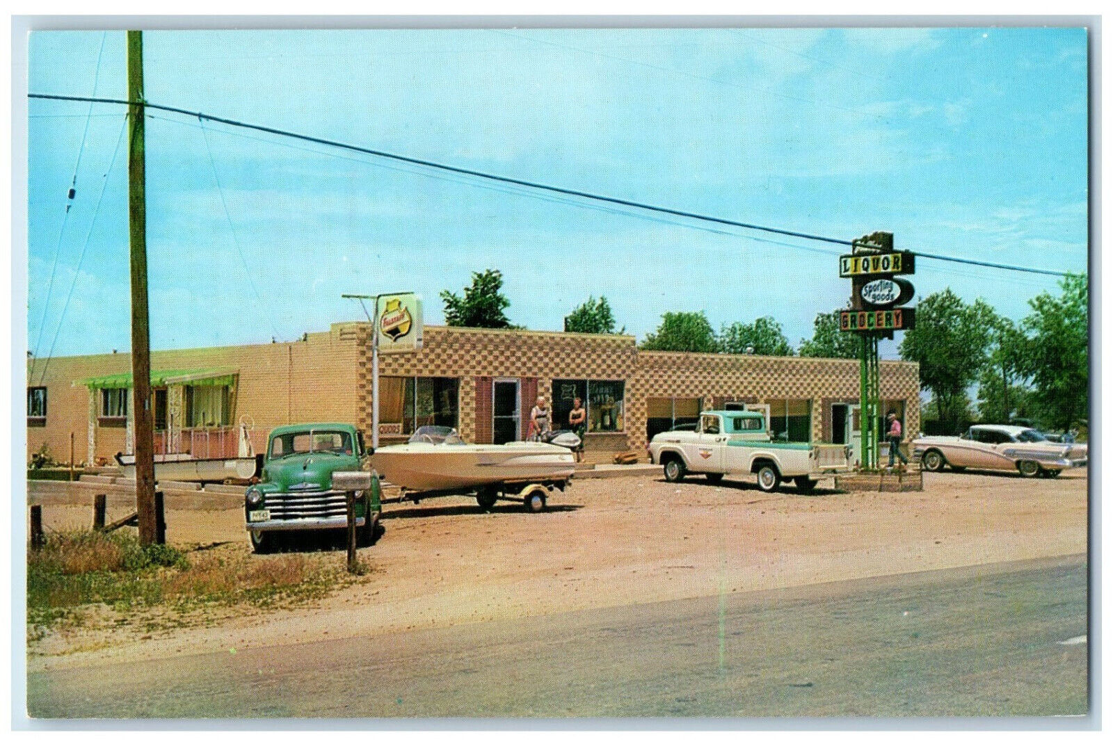 c1950\'s Valley, Liquor, Sporting Goods, Marine & Grocery Denver CO Postcard