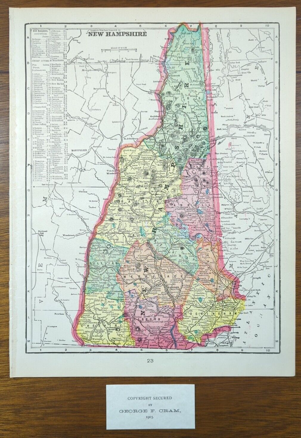 Vintage 1903 NEW HAMPSHIRE Map 11\