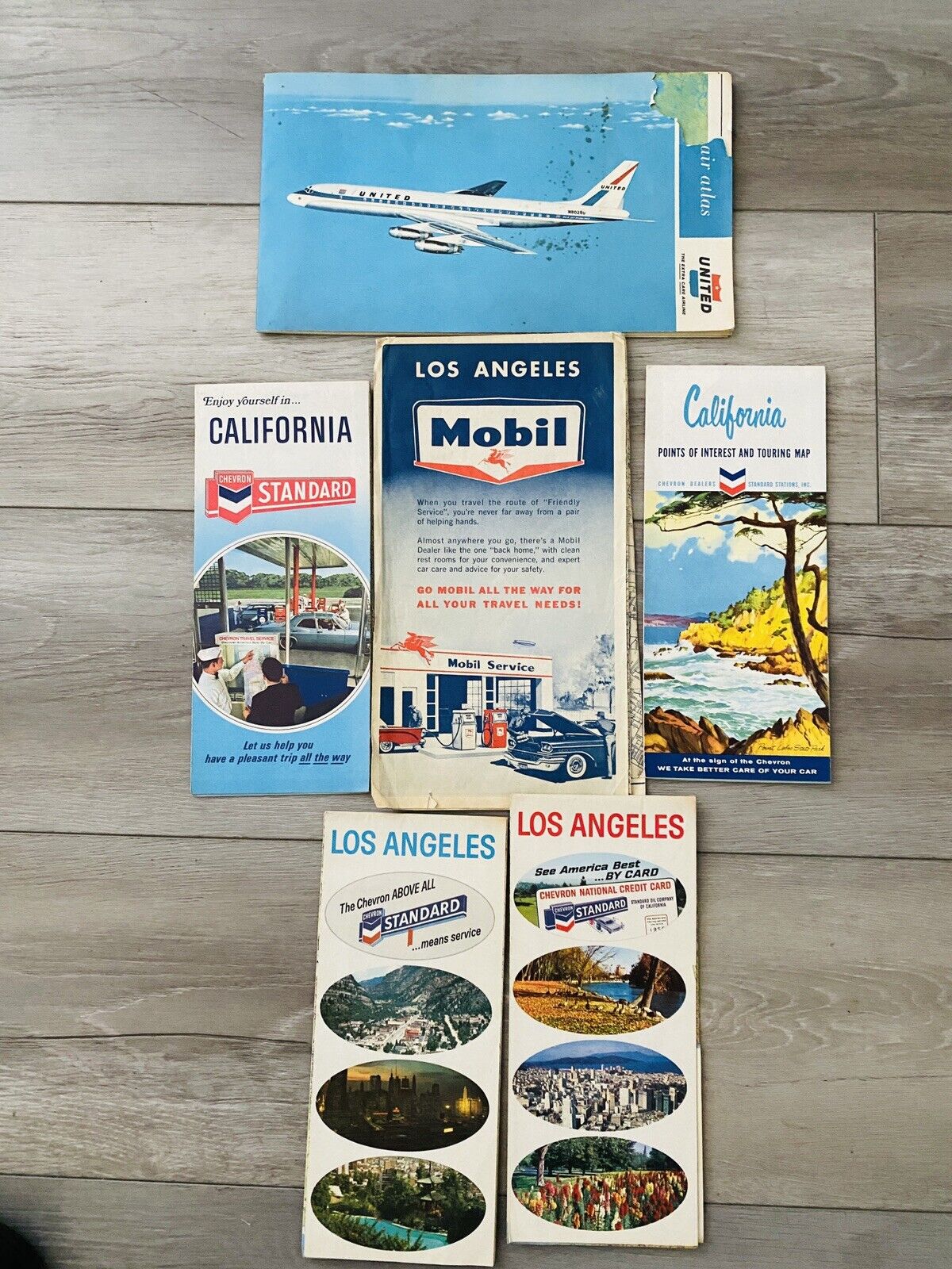 6 LOT 1950s/1960s Vintage California Bay Area Road/Highway Tourist Maps Airlines