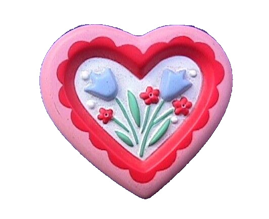 Hallmark PIN Valentines Vintage HEART FLOWERS PINK TULIP 1990 Holiday Brooch