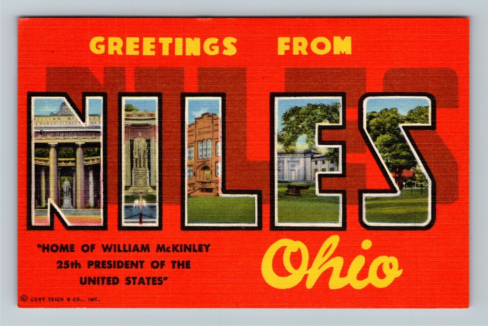 Niles OH-Ohio, General Greetings, LARGE LETTERs, Vintage Postcard