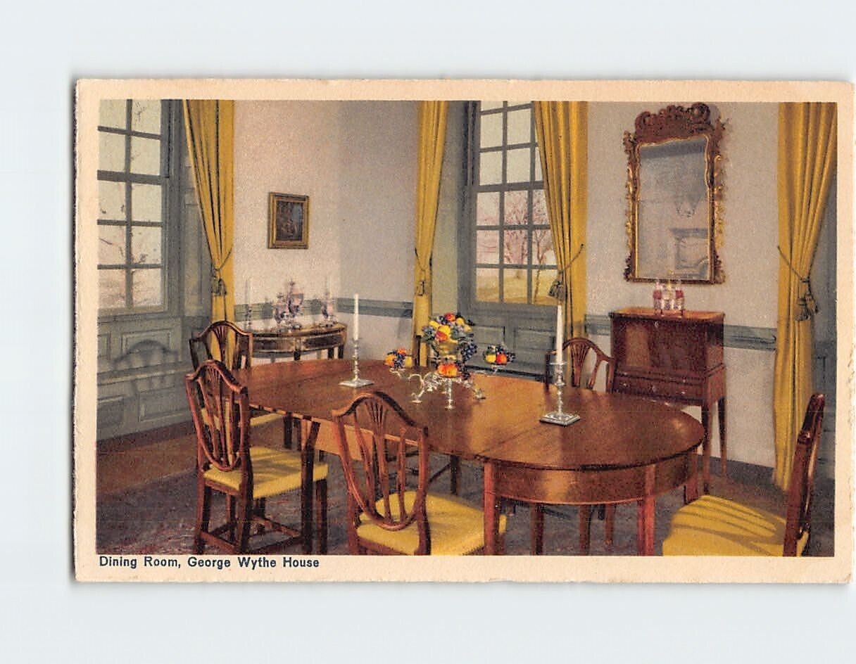 Postcard Dining Room George Wythe House Williamsburg Virginia USA