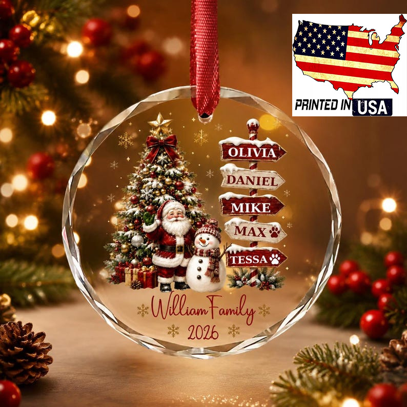 Personalized Family Christmas Ornament 2026, Custom Name Signpost Ornament