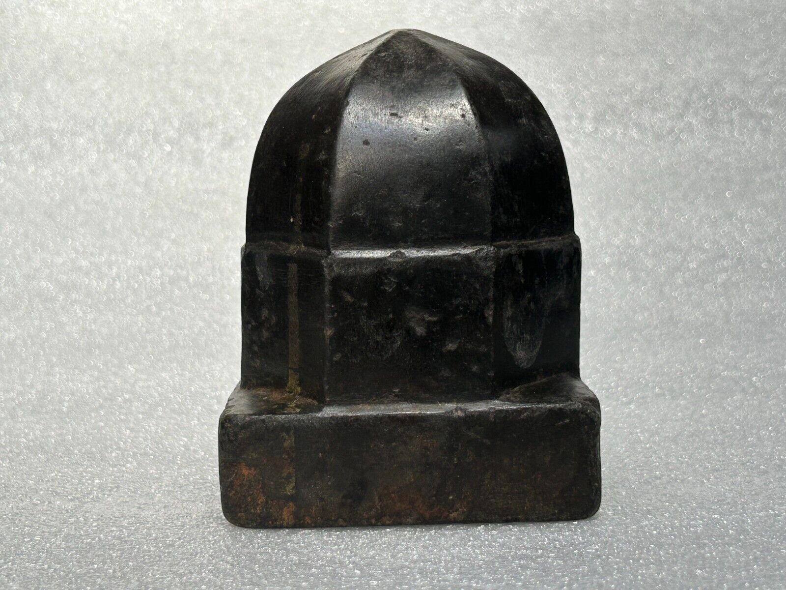 19c OLD ANCIENT HAND CARVED BLACK STONE MOSQUE DOM FINIAL MINAR BOOK/DOOR STOPER