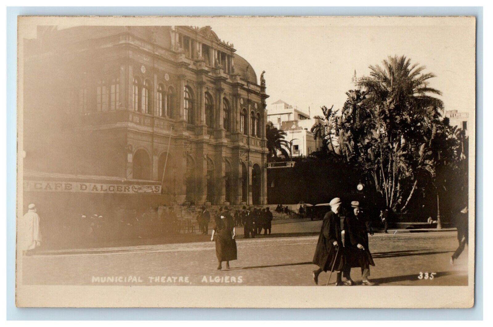 c1920's Municipal Theater Algiers Algeria RPPC Photo Candid Postcard