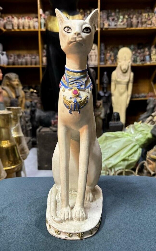 RARE ANCIENT EGYPTIAN ANTIQUES Statue Large Of Goddess Bastet With Eye Horus BC
