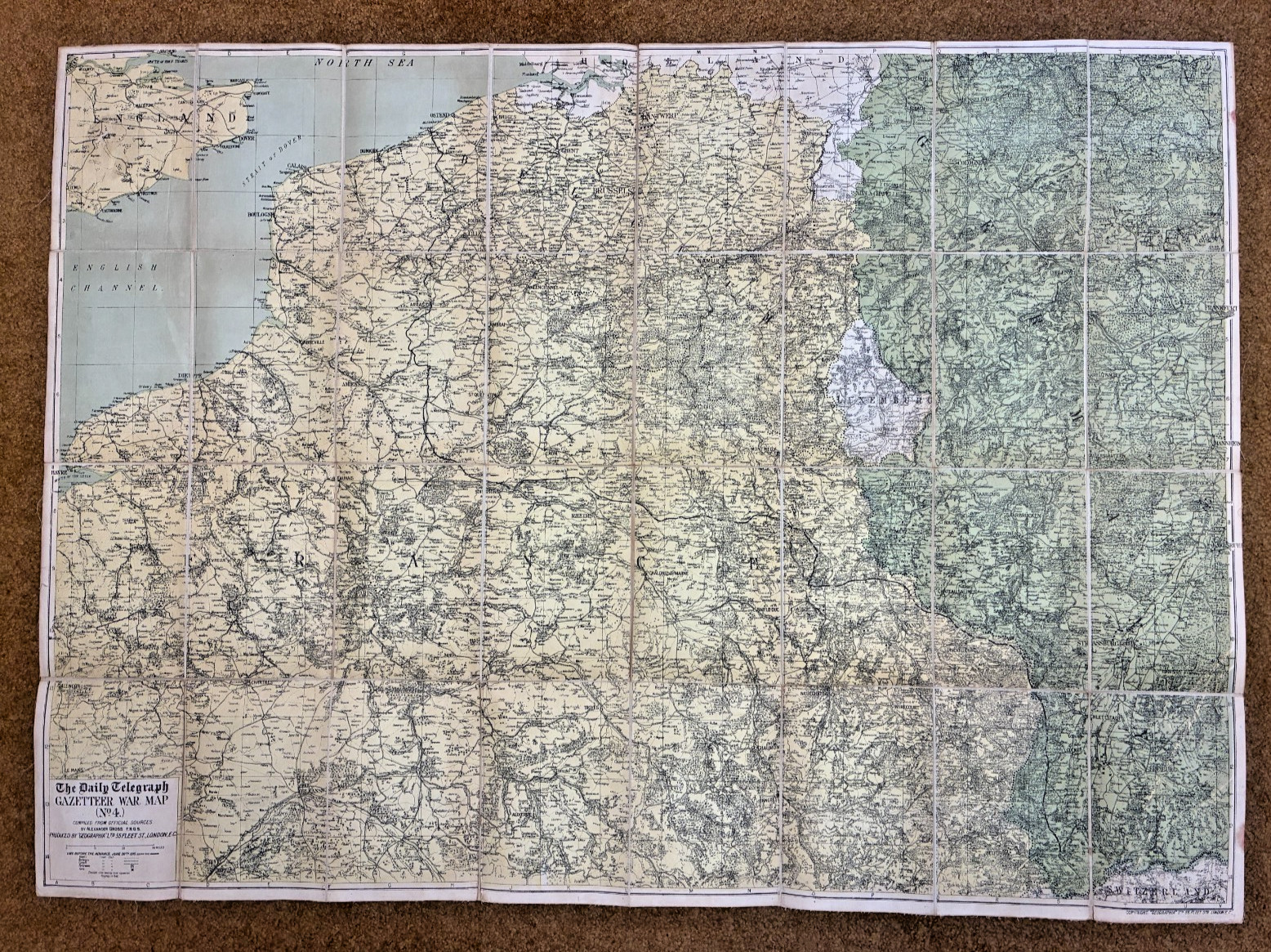1918 WWI Linen Backed War Map No.4 France Belgium Geographia London 1918 WWI Linen Backed War Map No.4 France Belgium Geographia London