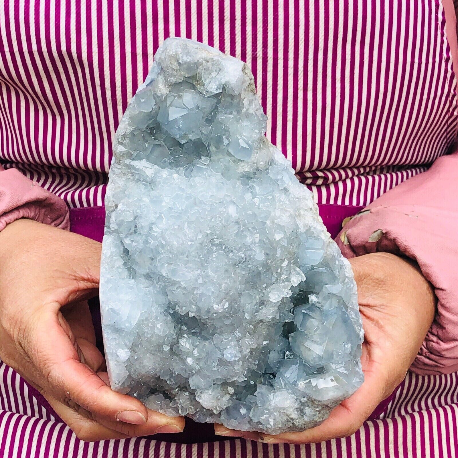 5.4 LB Superb Natural Blue Celestite Crystal Geode Cave Mineral Specimen Healing