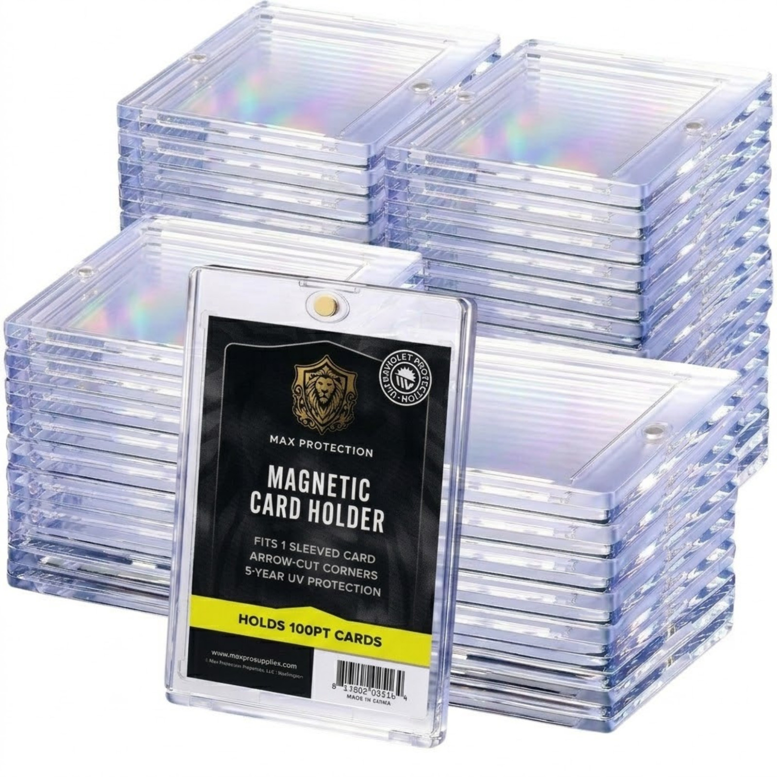 25ct Max Pro UV Ultra Clear Magnetic Card Holder 100pt for Sleeved Cards
