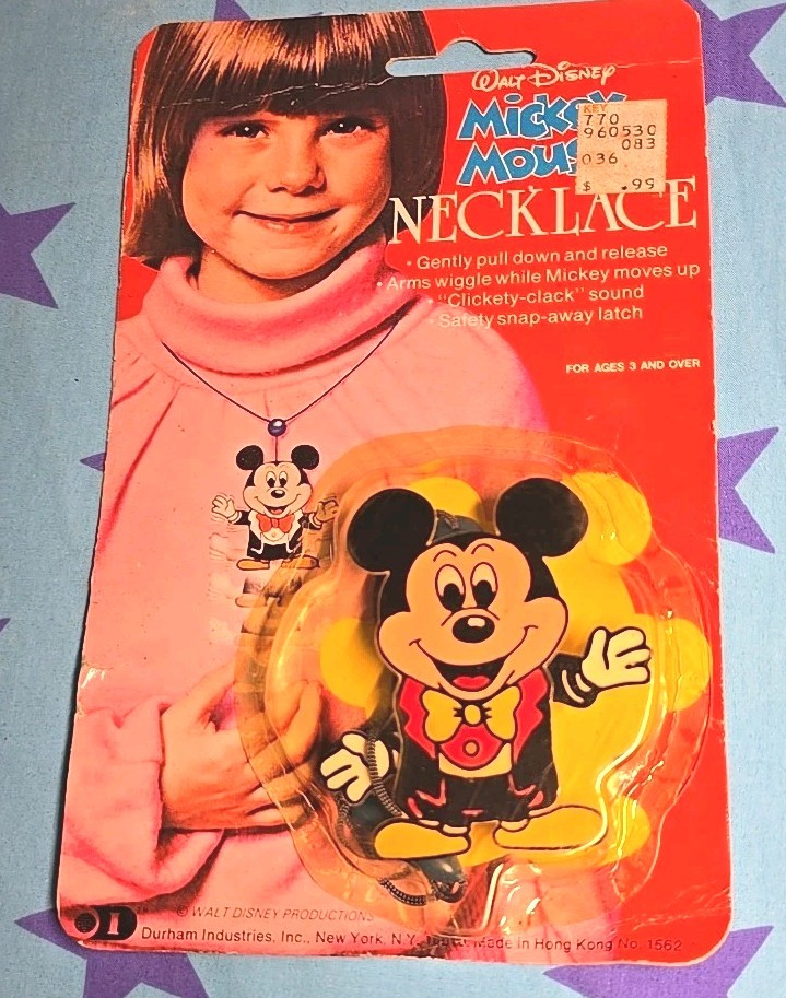 1970s/1980s Walt Disney Mickey Mouse Wiggle Necklace Clickety-clack Durham Ind 1970s/1980s Walt Disney Mickey Mouse Wiggle Necklace Clickety-clack Durham Ind