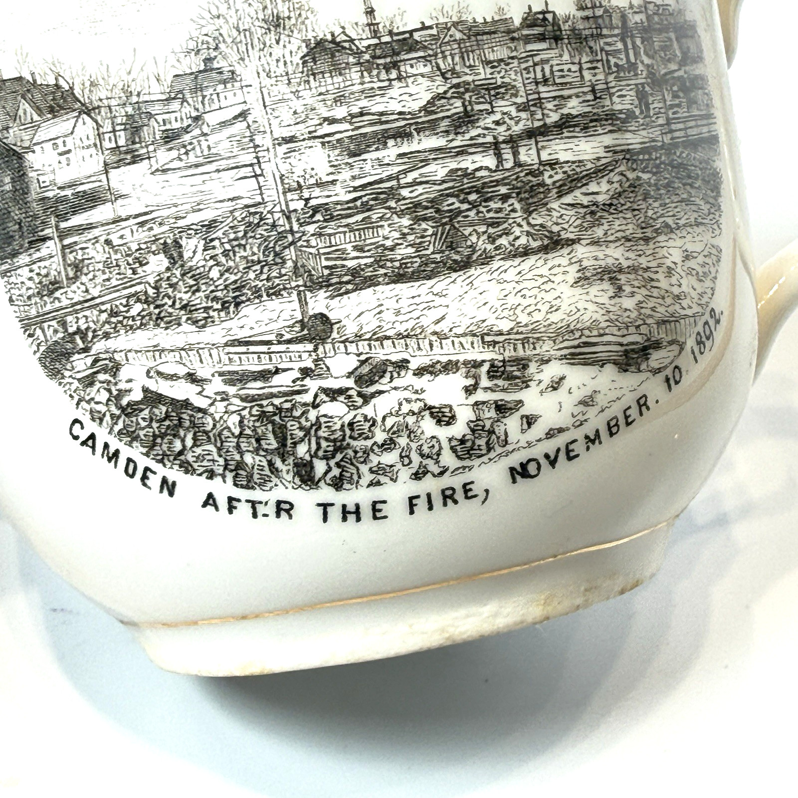 CAMDEN MAINE ME Antique AFTER THE FIRE 1892 Souvenir TRINKET TEA CUP CAMDEN MAINE ME Antique AFTER THE FIRE 1892 Souvenir TRINKET TEA CUP