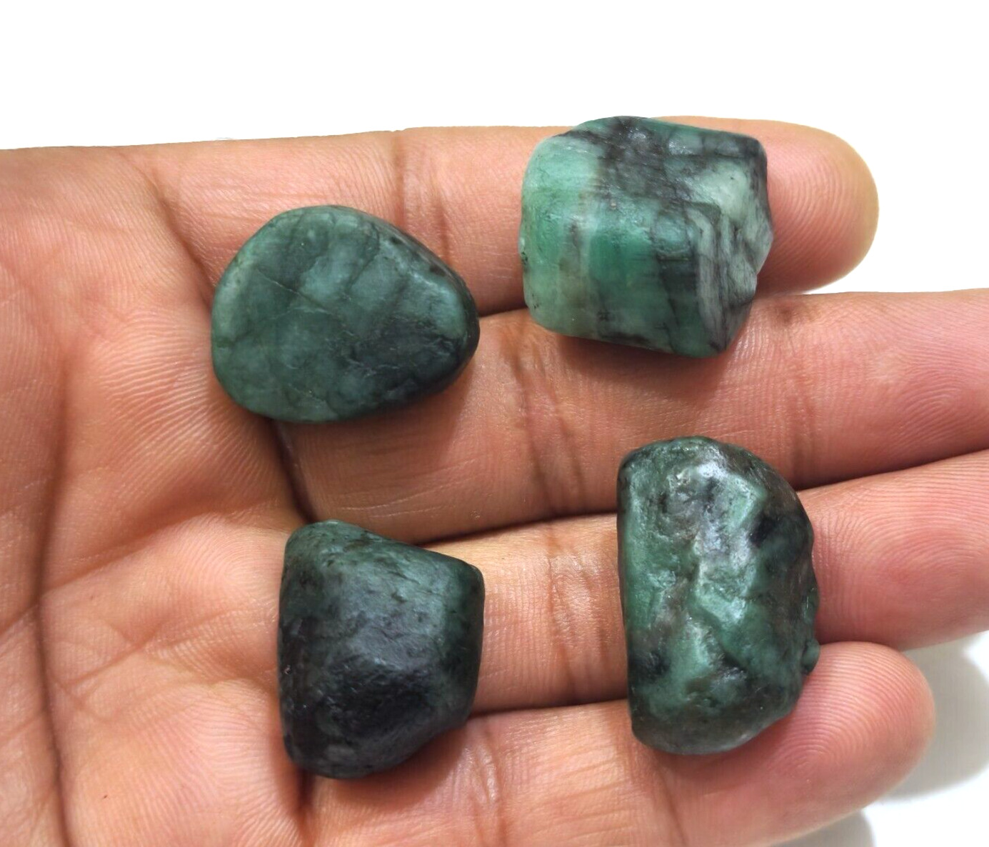 Gorgeous Brazilian Emerald Raw 4 Pcs Lot 195 Crt Size 23-27 MM Loose Gemstone