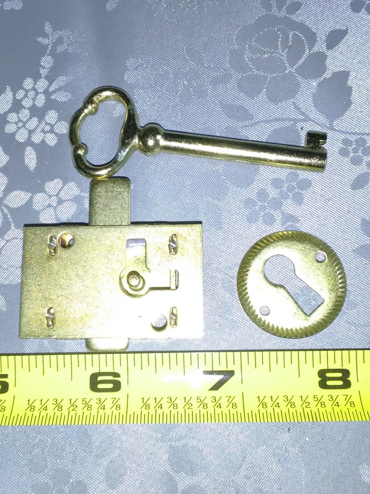 Brass Mortise Cabinet Lock w/ Skeleton Key 