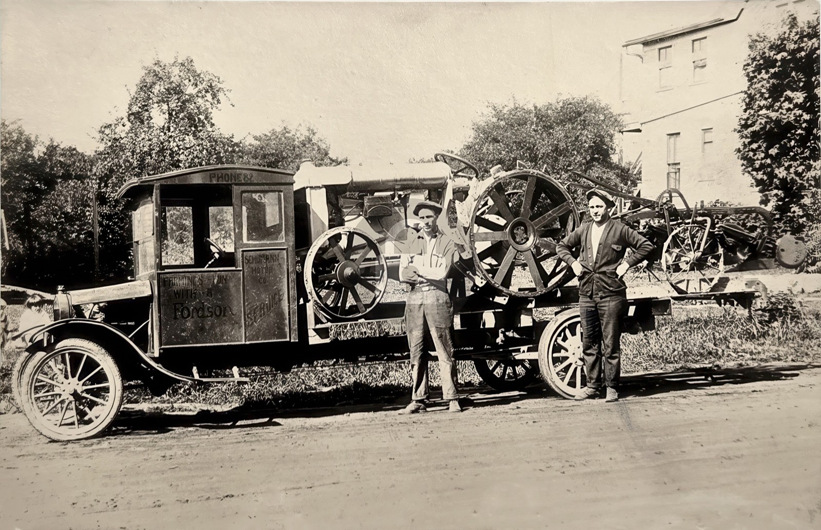 Early 20th Century 2 Gentleman w Fordson Tractor A. O. STARK RPPC Postcard COPY