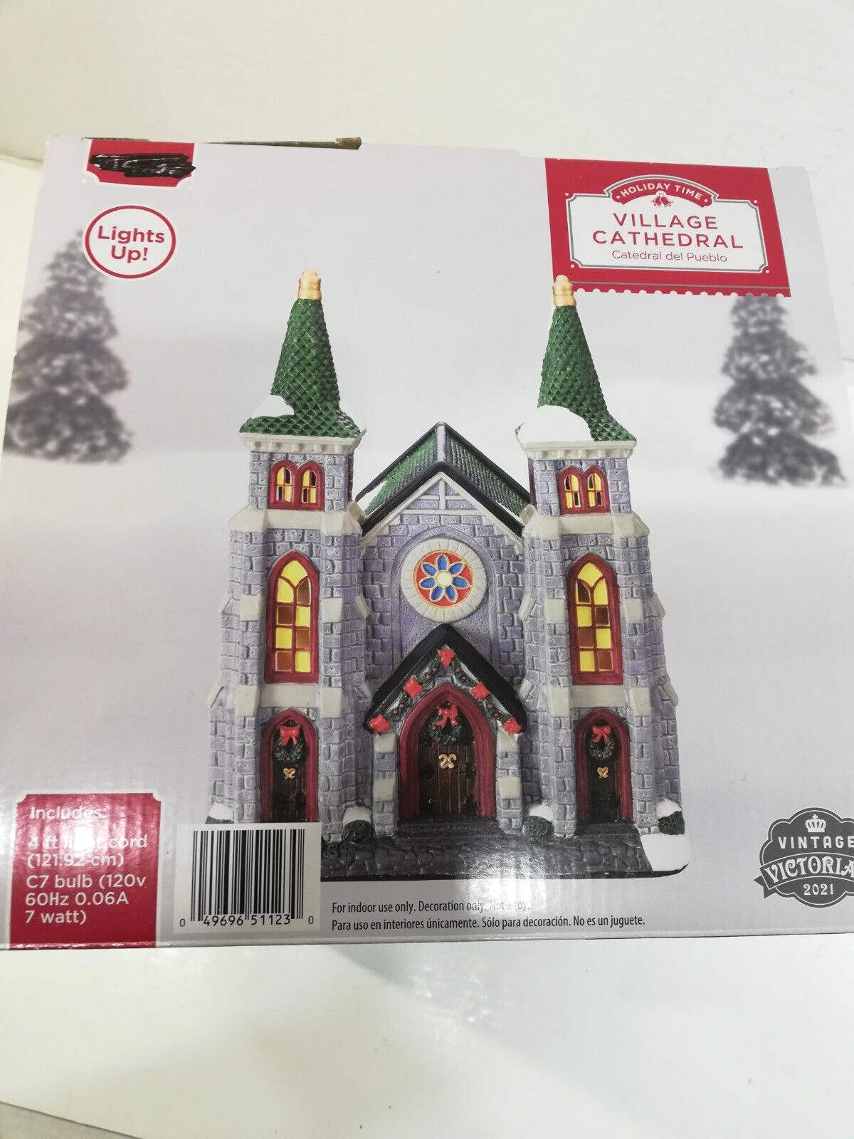 Holiday Time Lighted Village Vintage Victorian Cathedral (2021) NIOB
