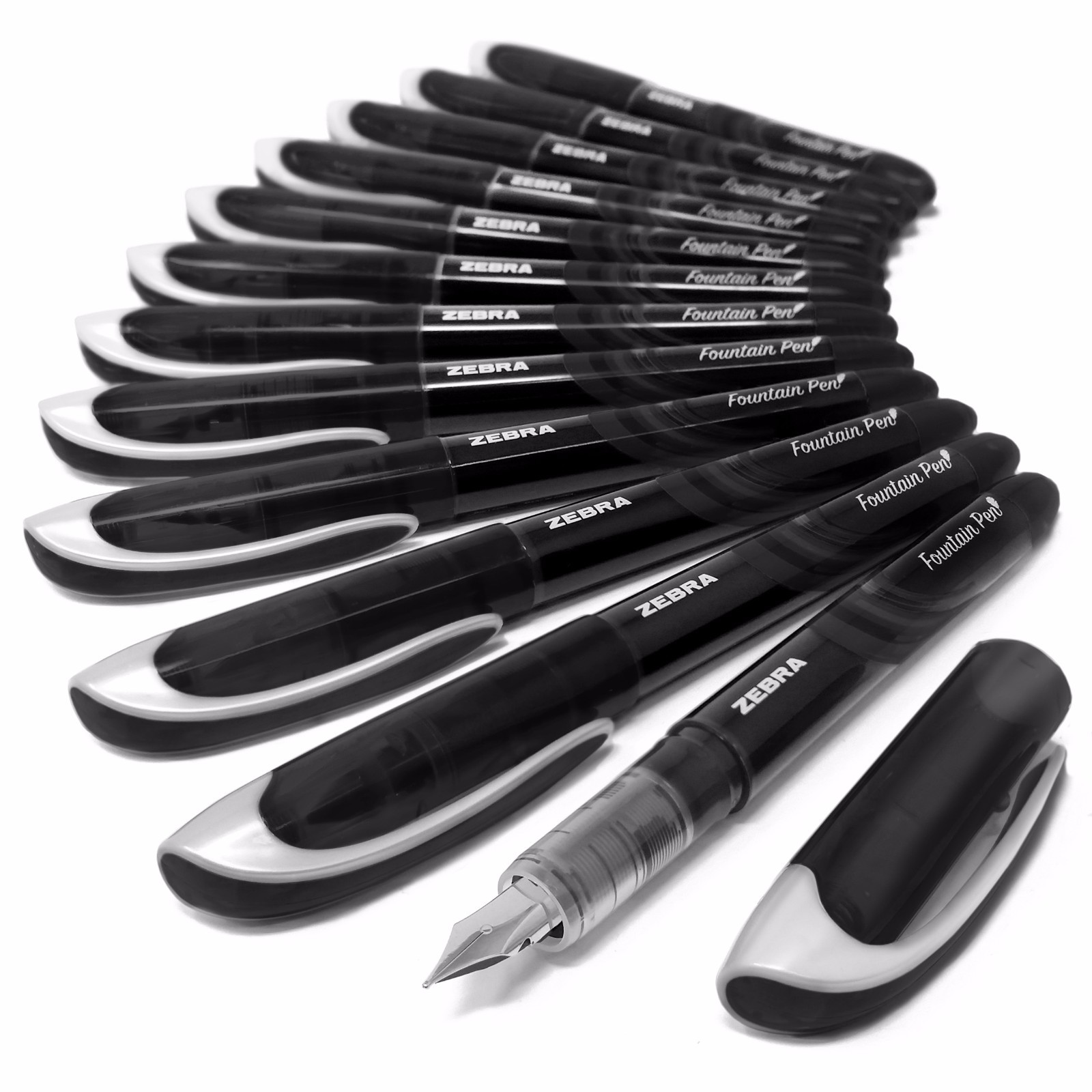 Zebra Fuente Disposable Fountain Handwriting Pen Coloured Ink Pack of 12
