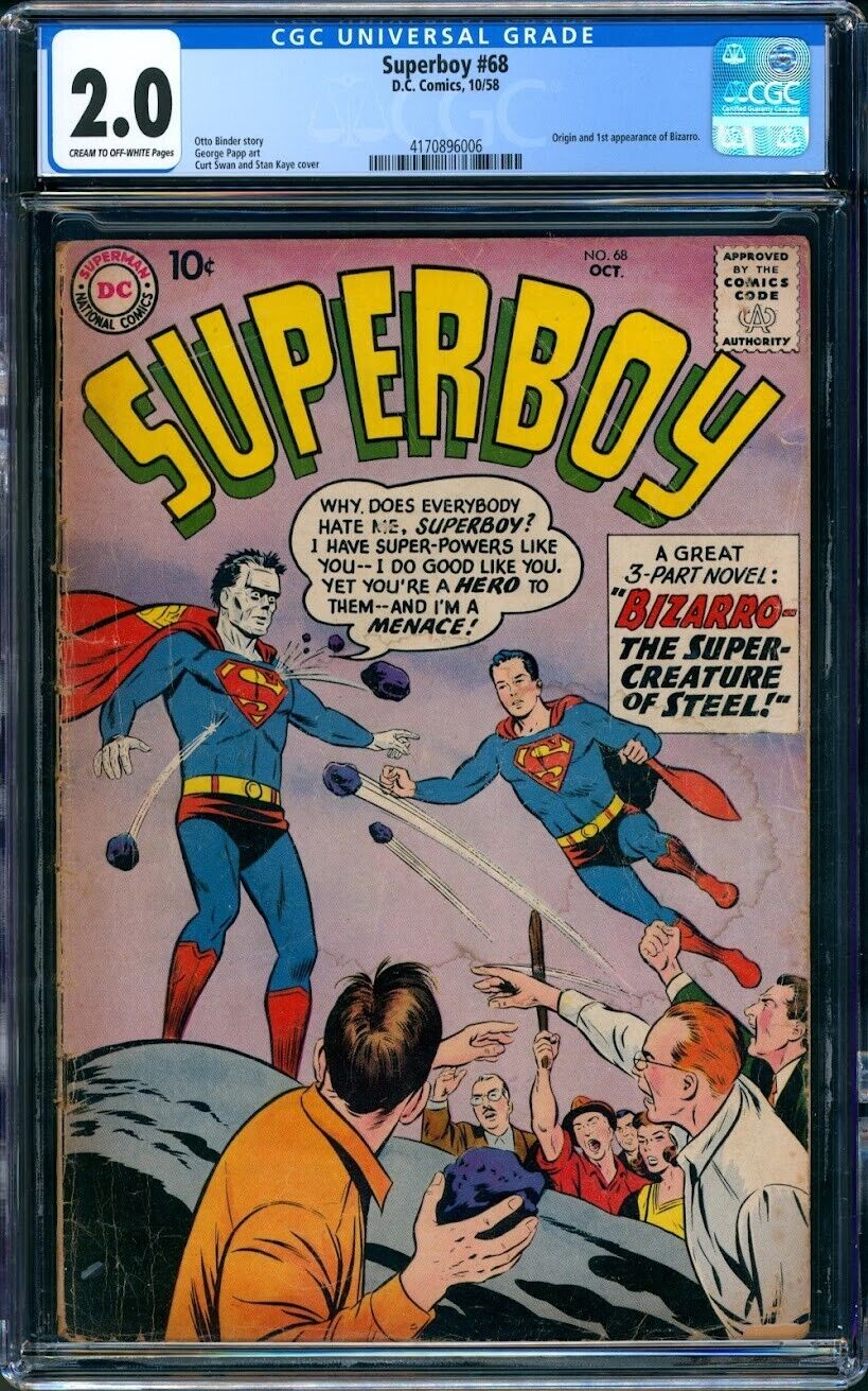 Superboy #68 (1958) | CGC 2.0 CR/OW | Origin & 1st Bizarro | DC KEY