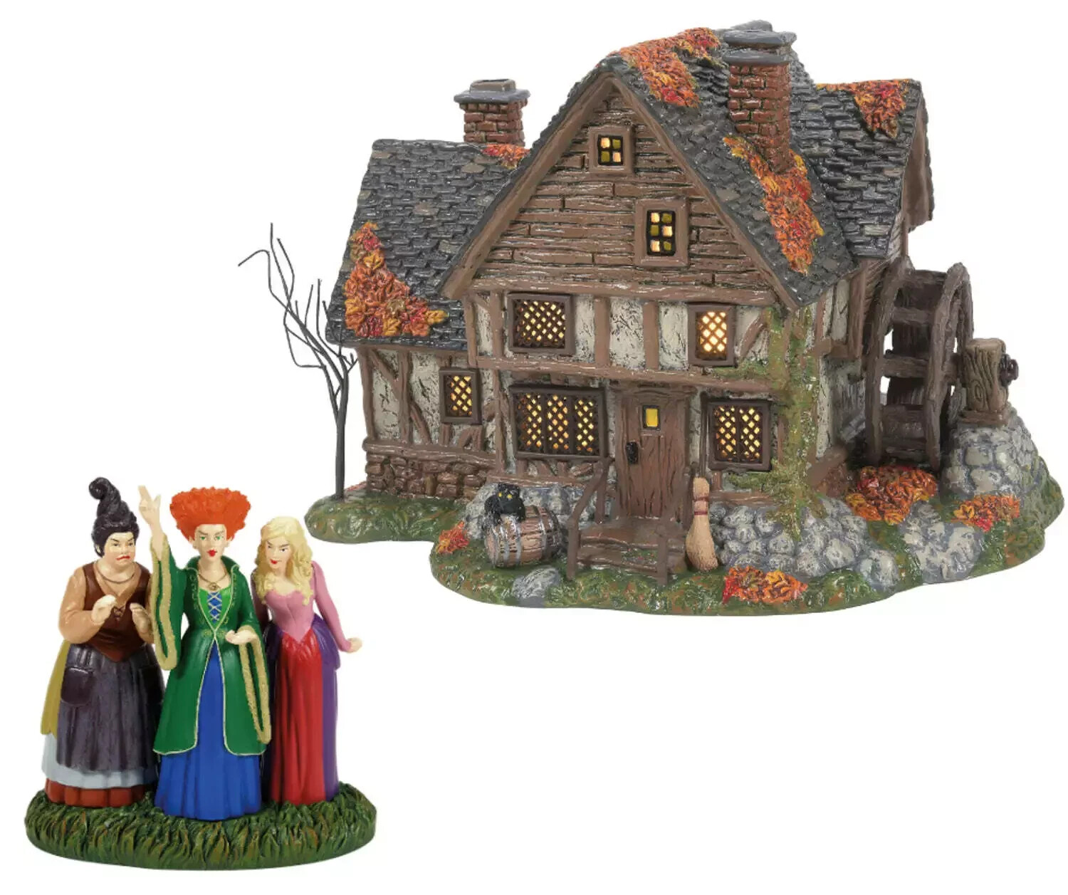 Dept 56 THE SANDERSON SISTER'S COTTAGE + AMOK AMOK Set of 2 Disney Hocus Pocus