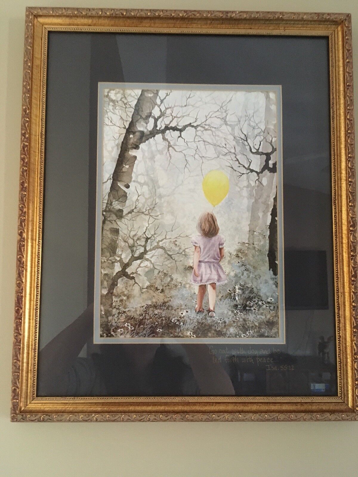 Beautiful Water Color Framed Picture Signed Gretchen Clasby Religous