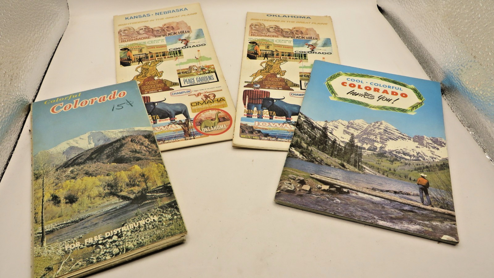 4 Vintage COLORADO ,Kansas, Oklahoma Tourist Guides / Maps