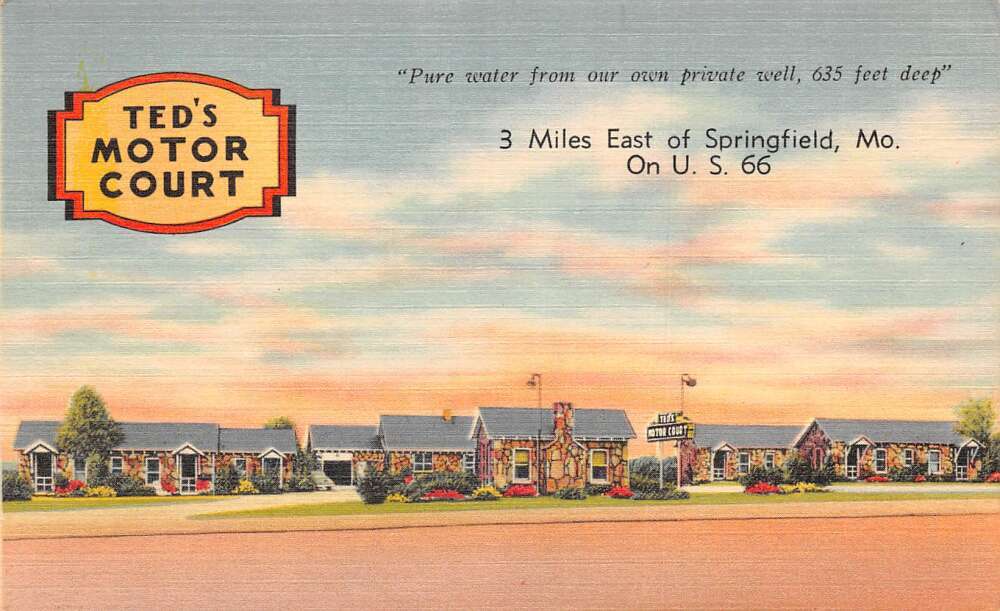 Springfield Missouri Ted\'s Motor Court Route 66 Vintage Postcard AA76444