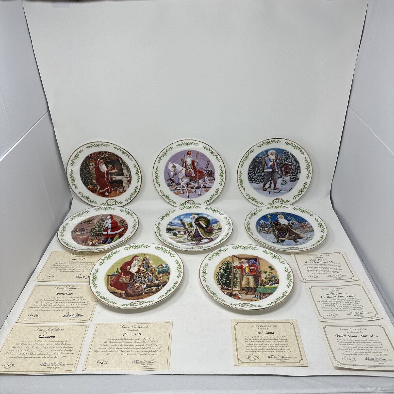 Lenox International Victorian Santas Plate Collection 1997-2004 w/ COAs EUC