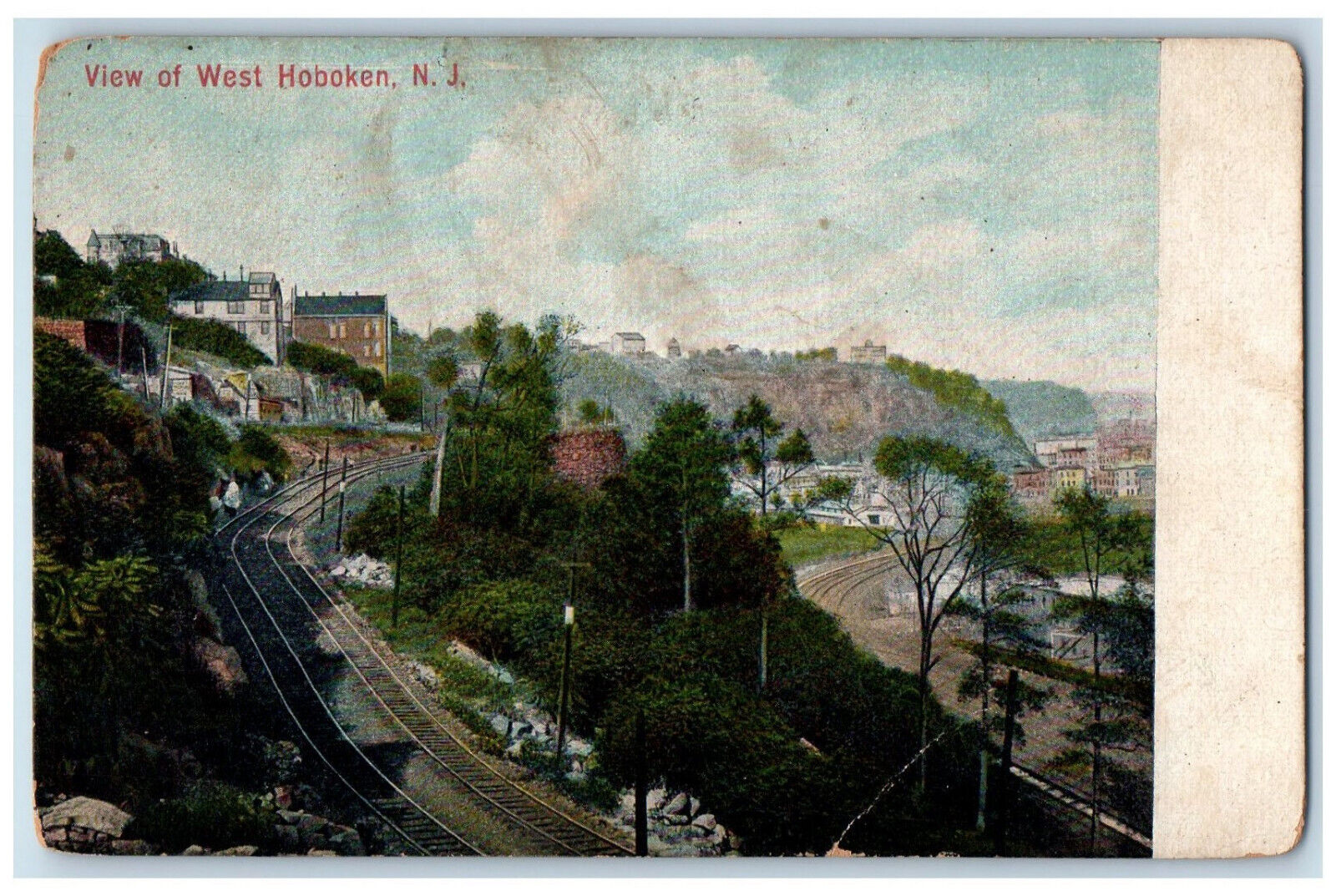c1905 Railroad View of West Hoboken New Jersey NJ Unposted Antique Postcard