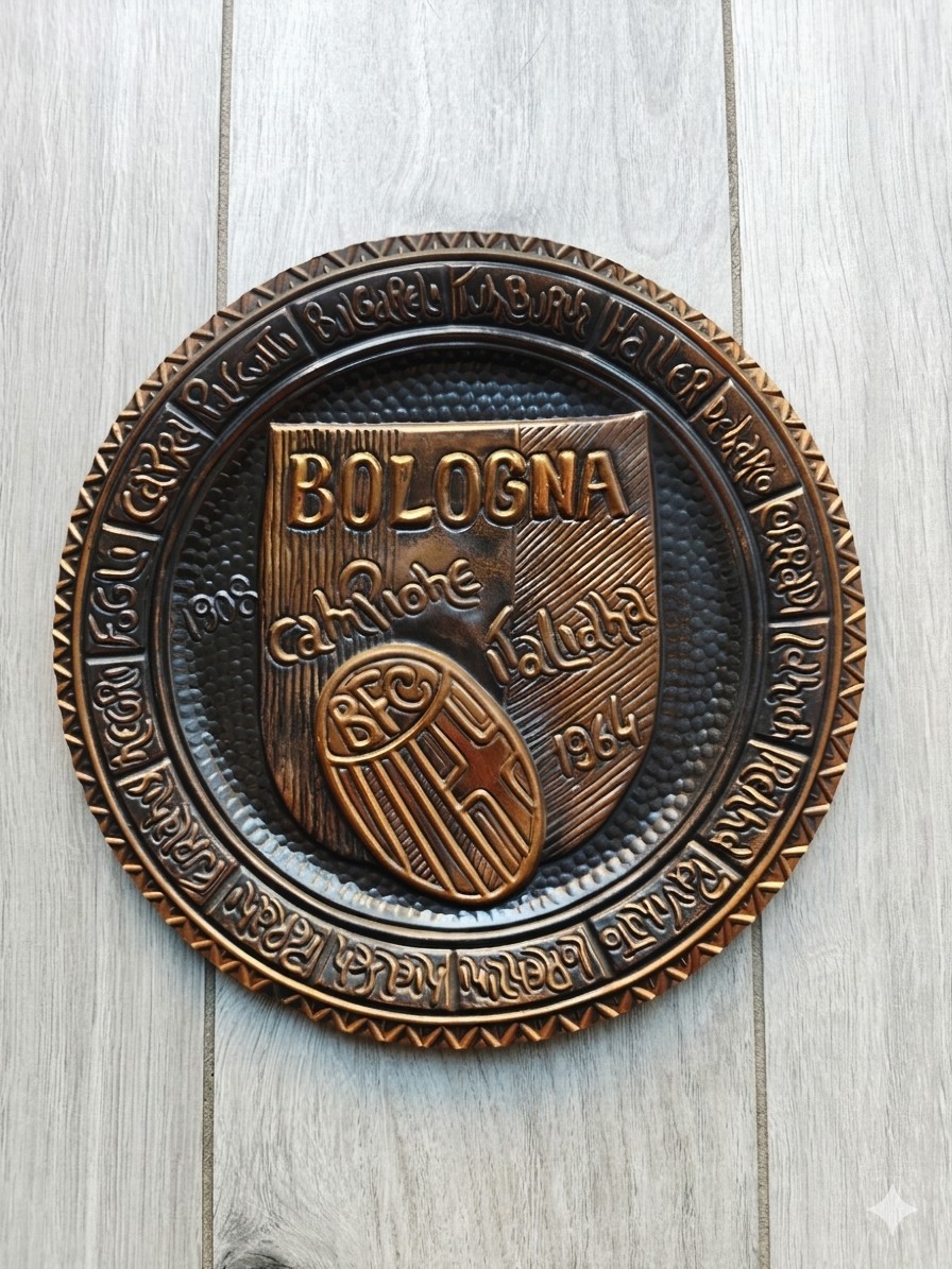 Rare Commemorative Copper Plate: Bologna Champion of Italy 1964