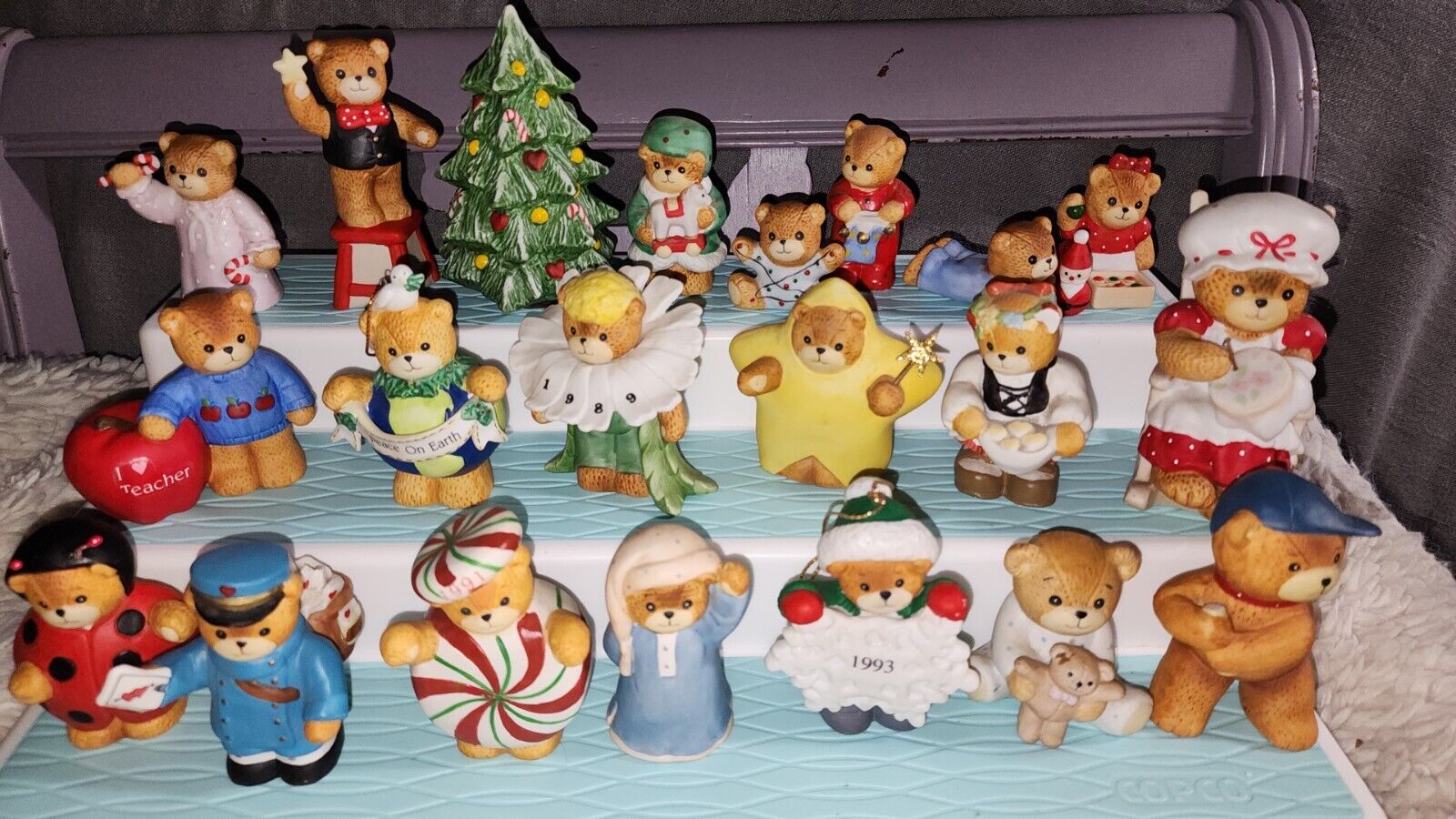 Vintage Enesco Lucy And Me Bears Lot Of 21 Porcelain Figurines