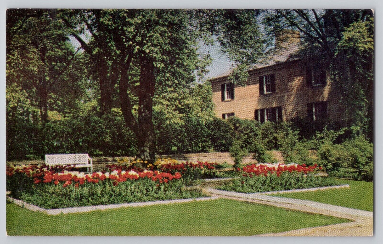 Tulip Garden Adena Chillicothe Ohio Chrome Postcard Home Thomas Worthington