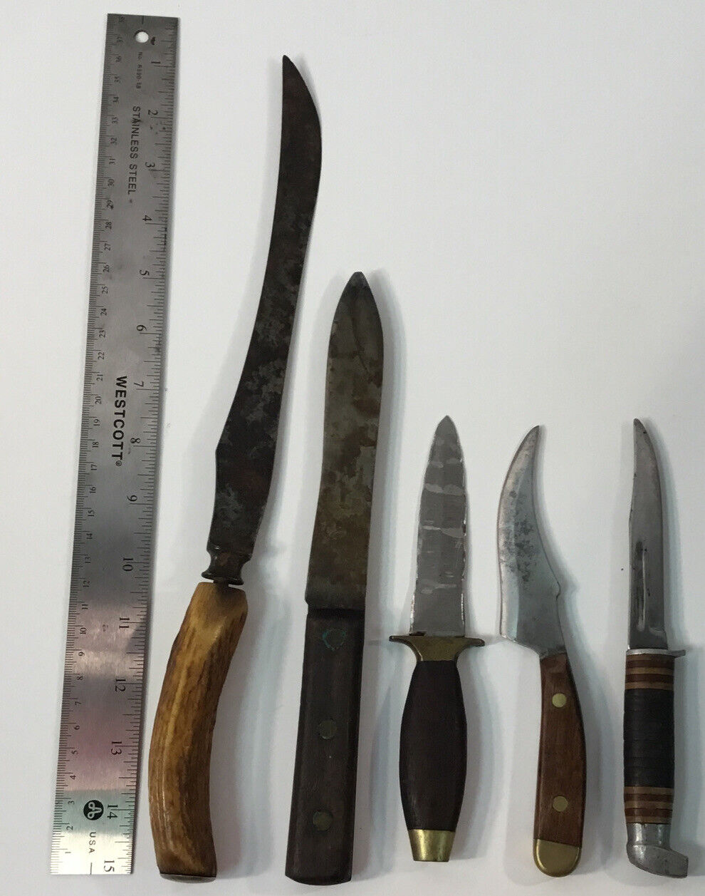 Handmade vintage stainless knife lot (5)