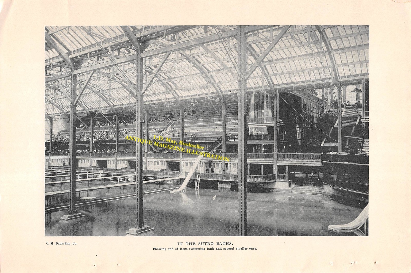 antique 1898 SUTRO BATHS Illustrated Magazine Article Staircase Promenade