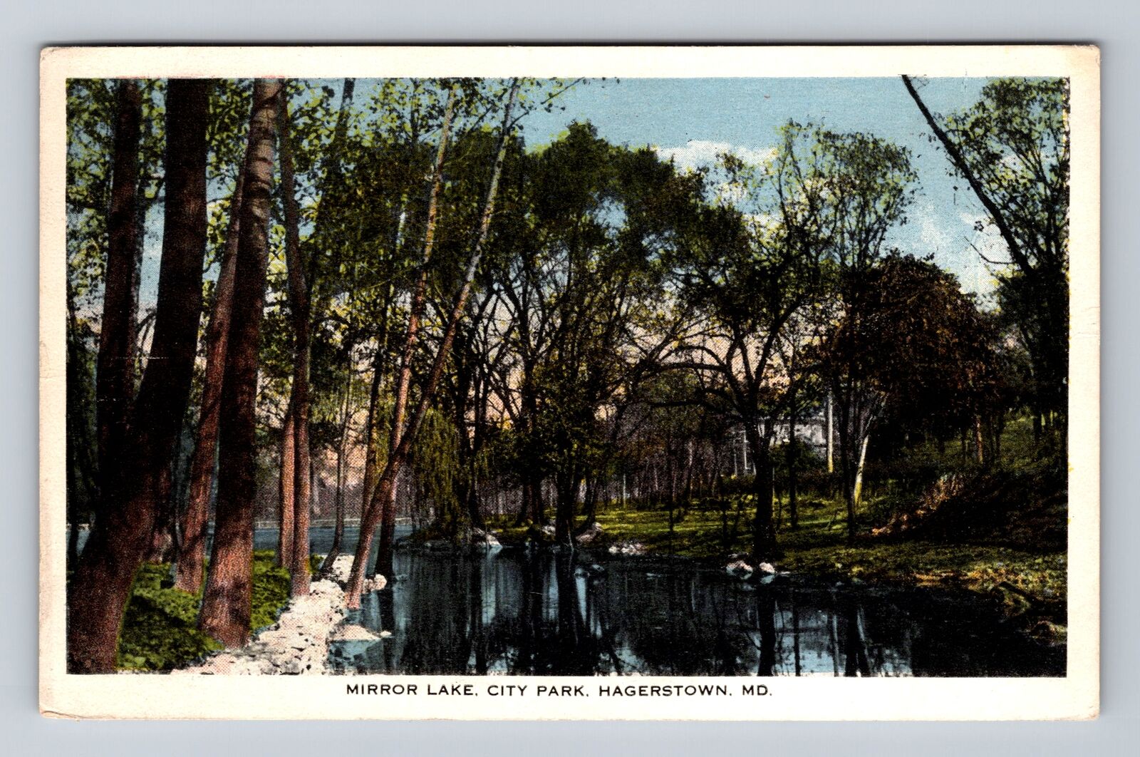 Hagerstown MD-Maryland, Mirror Lake City Park, Antique Vintage Postcard