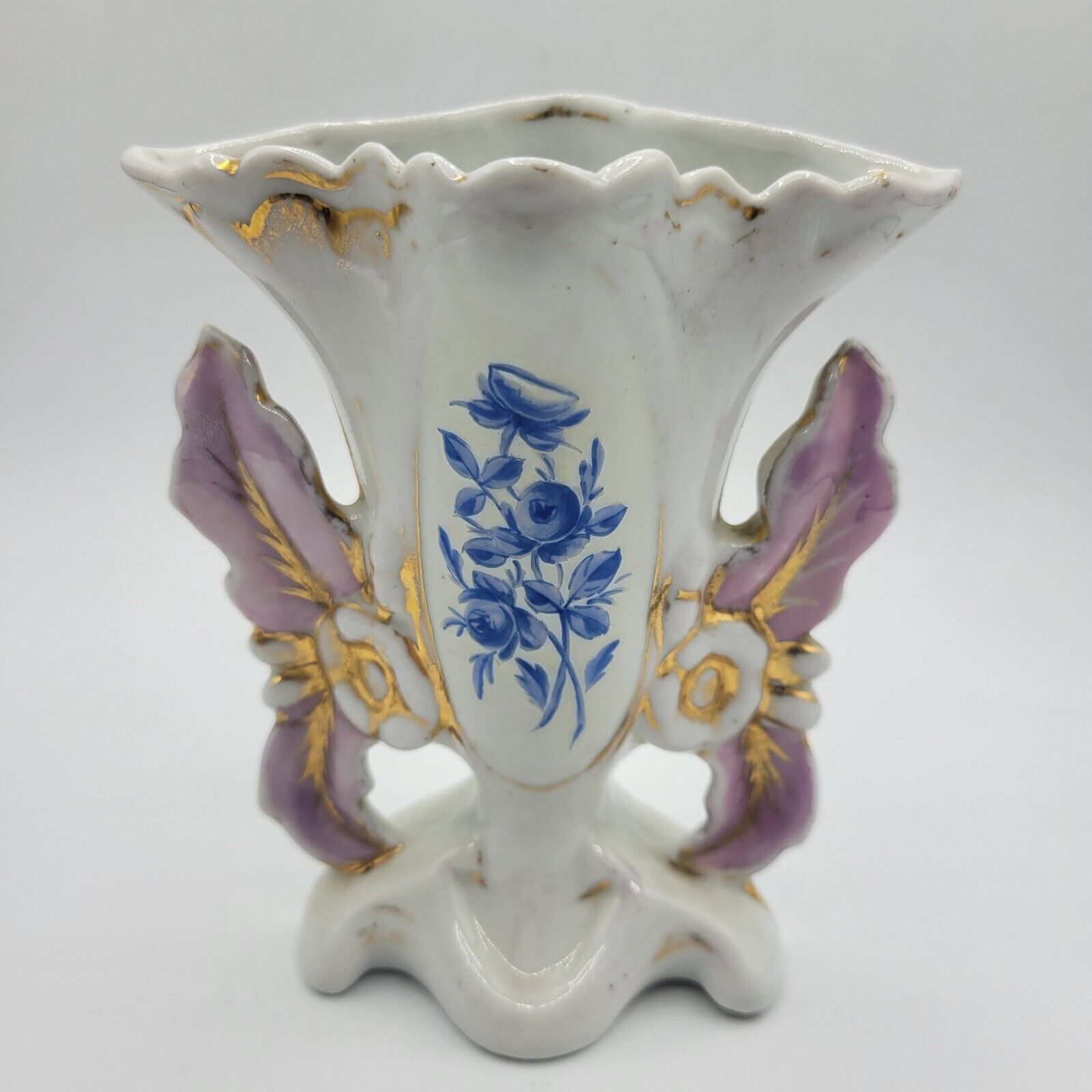 Vintage Floral Porcelain Wedding Vase 5.5 Inches 