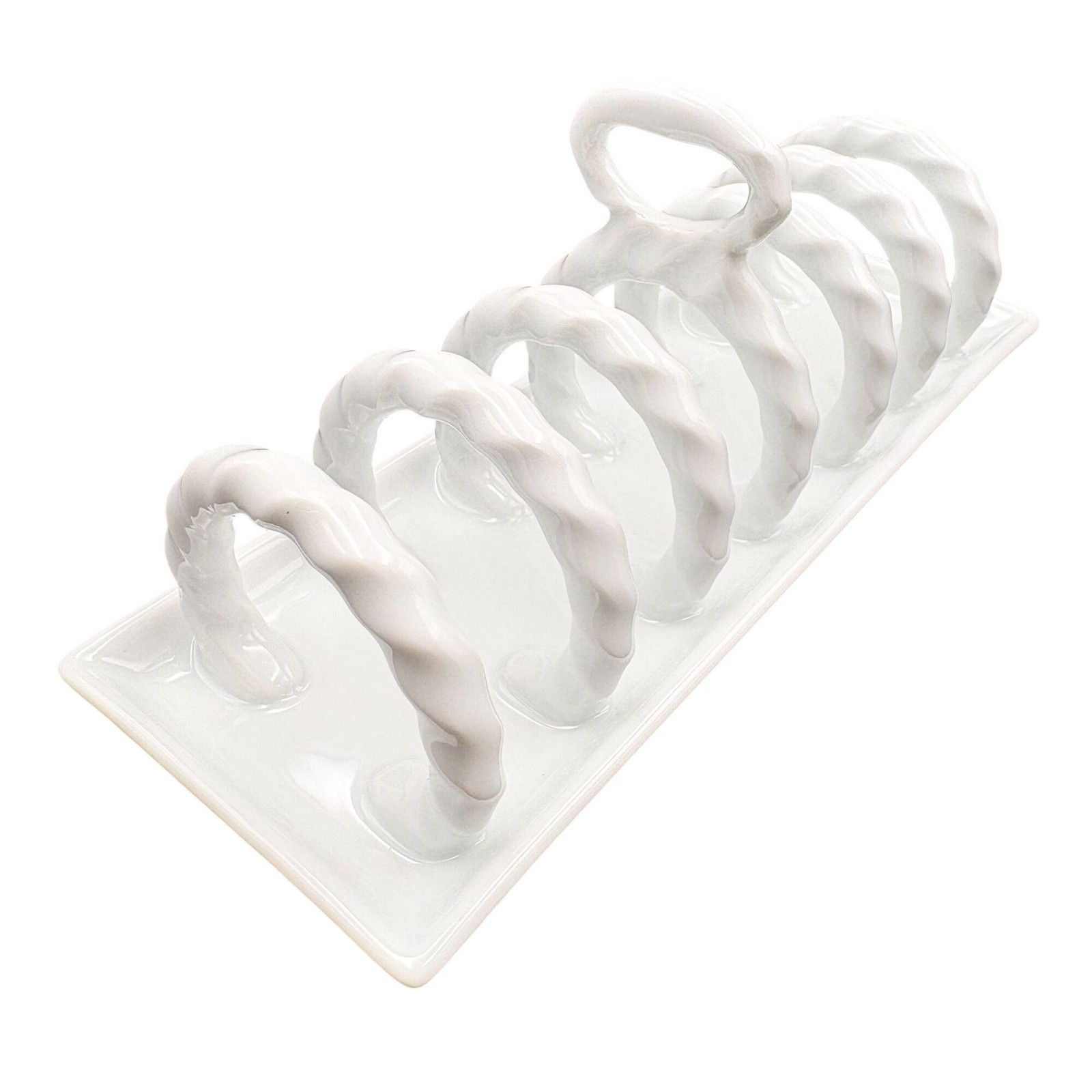 Vintage White Ceramic Toast Rack Or Organizer Holder Twisted Loops England
